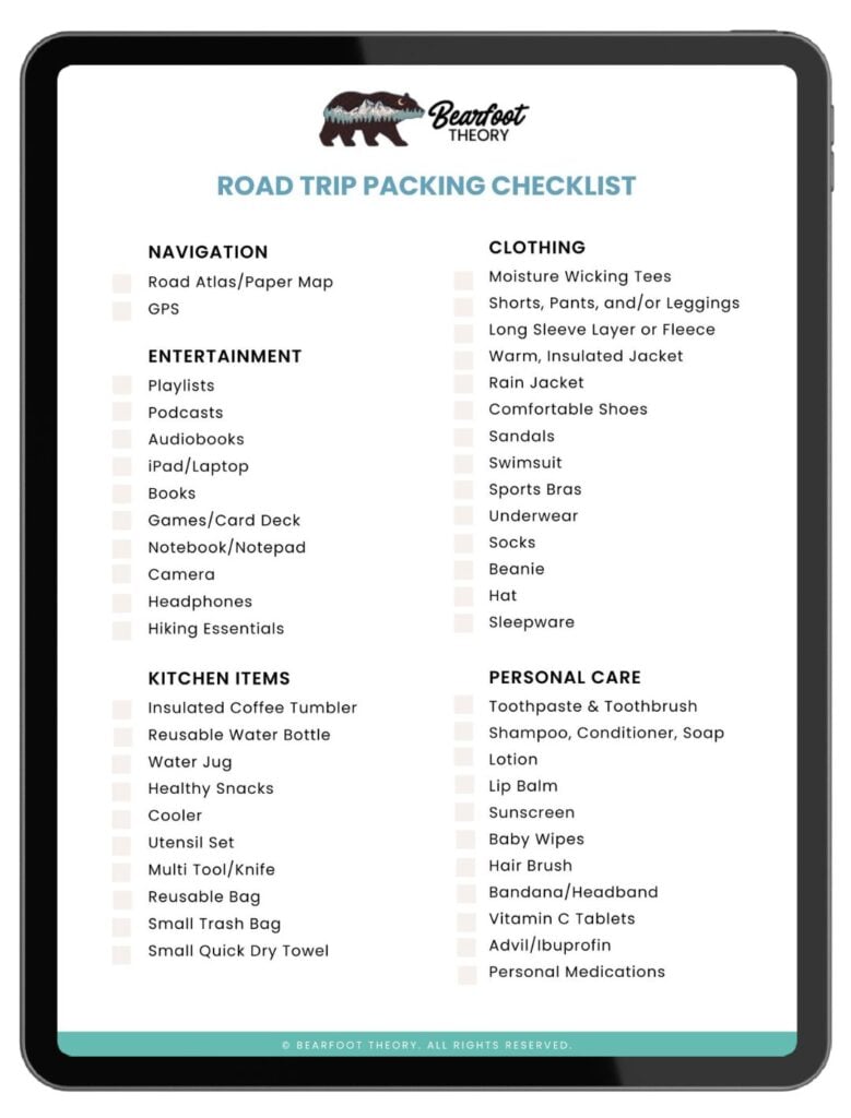 Road Trip Packing Checklist